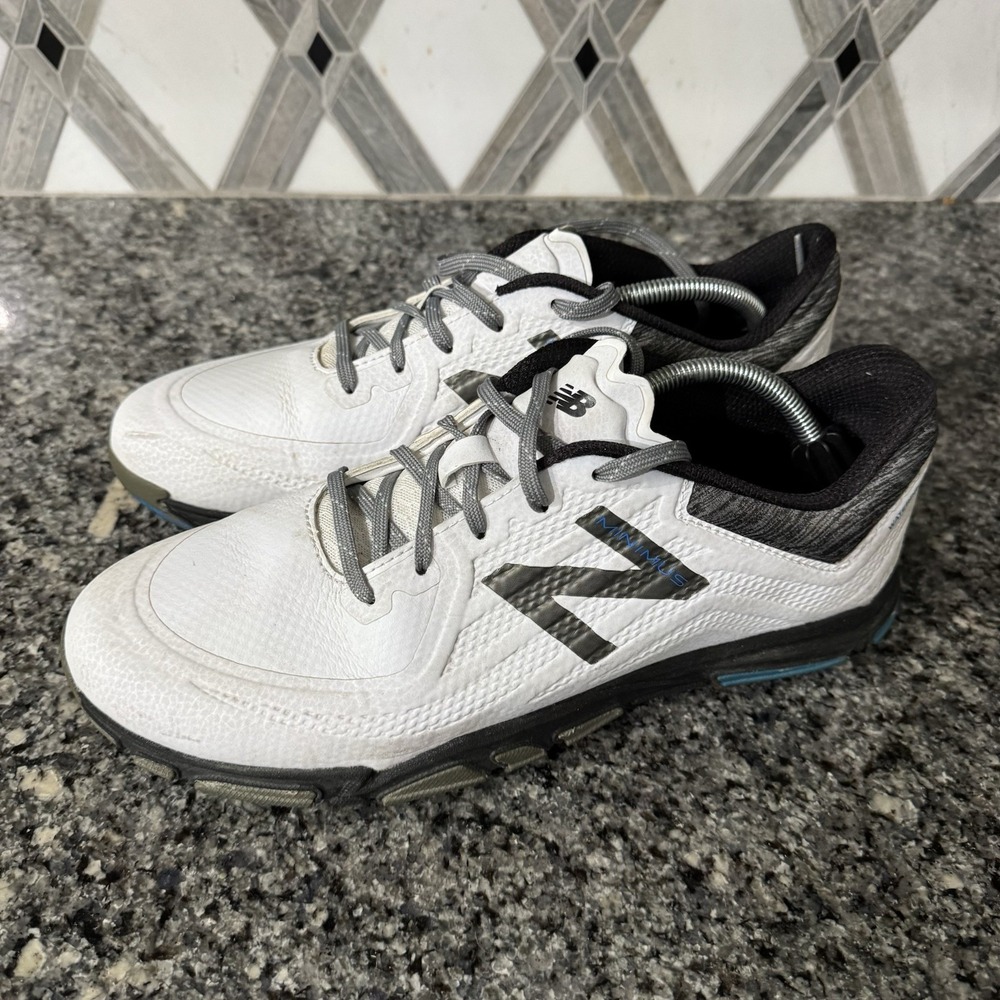 New Balance Minimus Tour Golf Shoes Mens Size 12 White Waterproof Spikes - Picture 4 of 6
